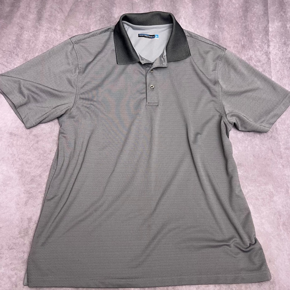 Roundtree & Yorke Performance Polo Mens XL Grey Short Sleeve Golf Shirt